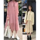Knit Pullover / Long-sleeve Midi Chiffon Dress