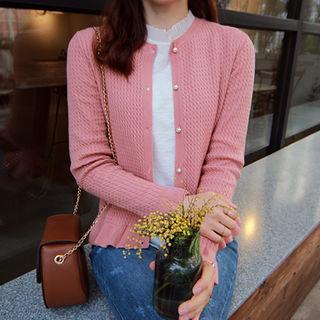 Round-neck Cable-knit Lightweight Cardigan