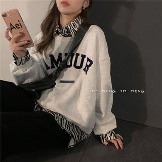 Corduroy Zebra Print Shirt + Lettering Sweatshirt