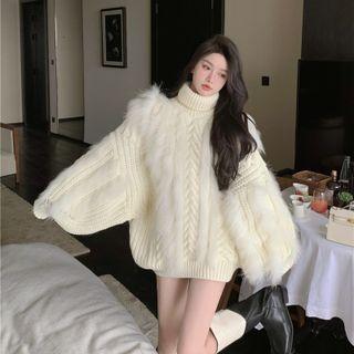 Linen Flower Furry-knit Sweater