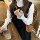 Plain Long-sleeve Sheer Top / A-line Sleeveless Dress