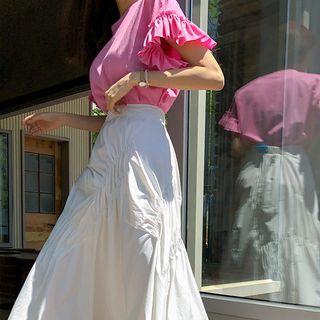 Frilled Short-sleeve Cotton Top