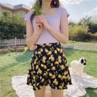 Lemon Print A-line Mini Skirt