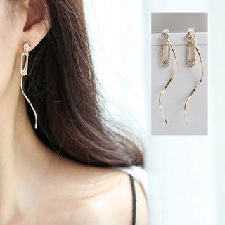 Rhinestone Swirl Alloy Dangle Earring 1 Pair - Gold - One Size