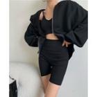 Cropped Camisole Top / Shorts / Zip-up Hoodie