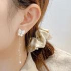 Butterfly Dangle Earring E2729 - 1 Pair - Gold & White - One Size