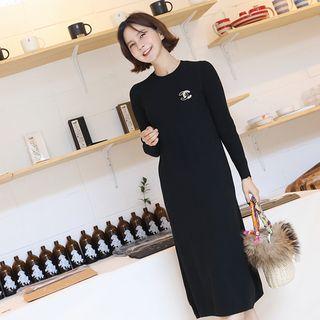 Crewneck Rib-knit Midi Dress