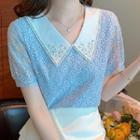 Short-sleeve Collar Lace Top