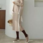 Contrast-trim H-line Knit Skirt