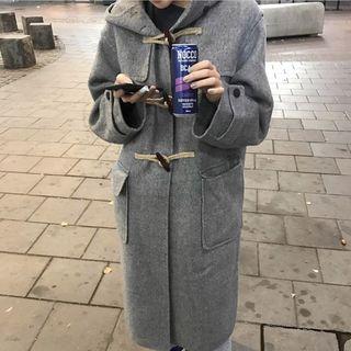 Hooded Toggle Long Coat As Shown In Figure - One Size