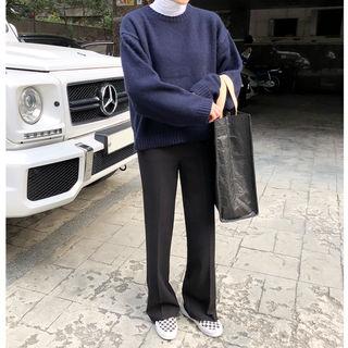 Tab-front Wide-fit Pants
