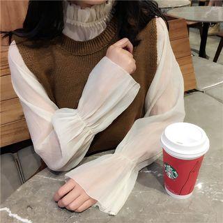 Long-sleeve Chiffon Ruffled Top