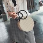 Woven Top Handle Round Shoulder Bag With Chain Strap