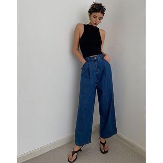 High-waist Wide-leg Crop Jeans