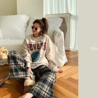 Sevens Globe Print Sweatshirt Beige - One Size