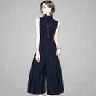 Set: Turtleneck Knit Tank Top + Wide Leg Pants