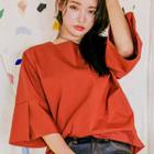 Square-neck Elbow-sleeve Blouse