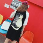 Cat Print Raglan Elbow-sleeve T-shirt Dress