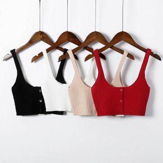 Spaghetti Strap Button-up Knit Top