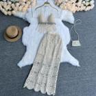 Fringe Camisole Top / Lace Midi Skirt