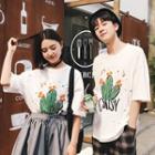 Couple Matching Dropped Shoulder Printed T-shirt
