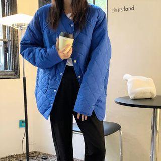 Quilted Loose-fit Jacket Blue - One Size