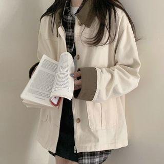 Collar Single-breasted Cargo Jacket