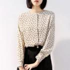Long-sleeve Polka Dot Shirt Khaki - One Size