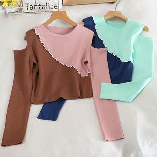 Cutout Two Tone Knit Top