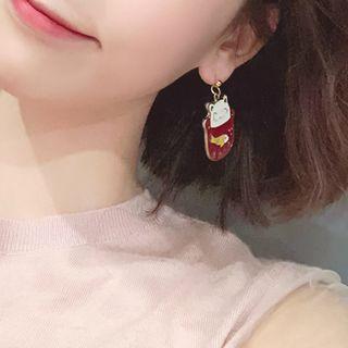 Non-matching Metal Cat & Fish Bobble Dangle Earring