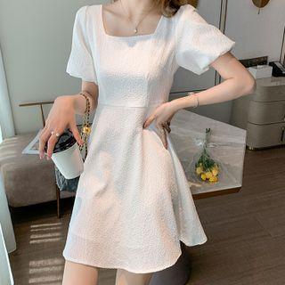 Short-sleeve Square-neck Mini A-line Skirt