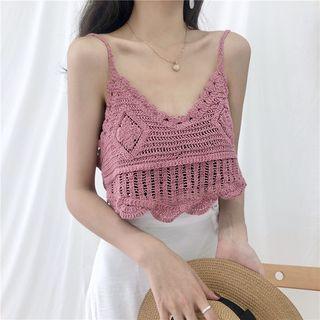 V-neck Cropped Knit Camisole Top