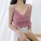 V-neck Cropped Knit Camisole Top