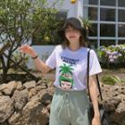 Round-neck Sequined T-shirt Ivory - One Size