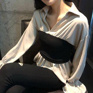 Mock Two-piece Blouse Almond - One Size