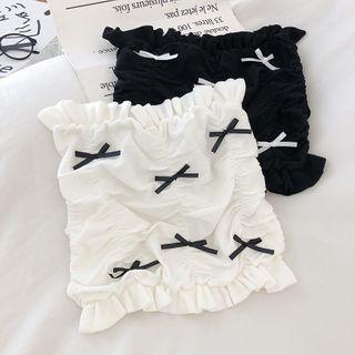 Bow Accent Frilled Tube Top