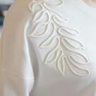 3/4-sleeve Leaf-embroidered T-shirt