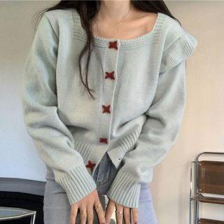 Square-neck Ruffled Cardigan