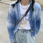 Tie Dye Long-sleeve Knit Cardigan / Long-sleeve Tie Dye Perforated Top