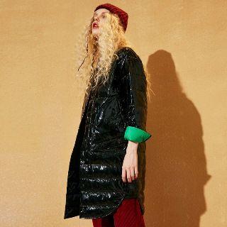 Striped Trim Down Long Coat