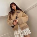 Belted Faux-shearling Boxy Jacket