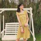 Check Sleeveless Dress Yellow - One Size
