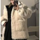 Long-sleeve Leopard Print Fleece Collar Top / Long-sleeve Fleece Jacket
