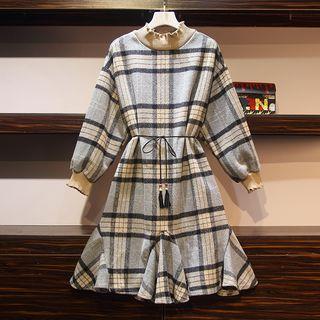 Plaid Tie Waist A-line Dress