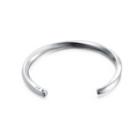 Simple Fashion Geometric Round Blue Cubic Zirconia Titanium Titanium Opening Bangle For Men Silver - One Size