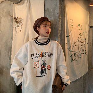 Printed Sweatshirt Light Gray - One Size