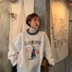 Printed Sweatshirt Light Gray - One Size