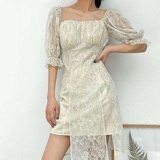 Mock Two-piece Off-shoulder Lace Dress