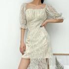 Mock Two-piece Off-shoulder Lace Dress