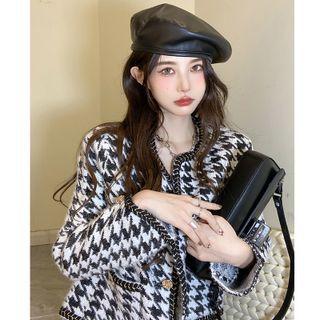 Houndstooth Button-up Oversize Jacket